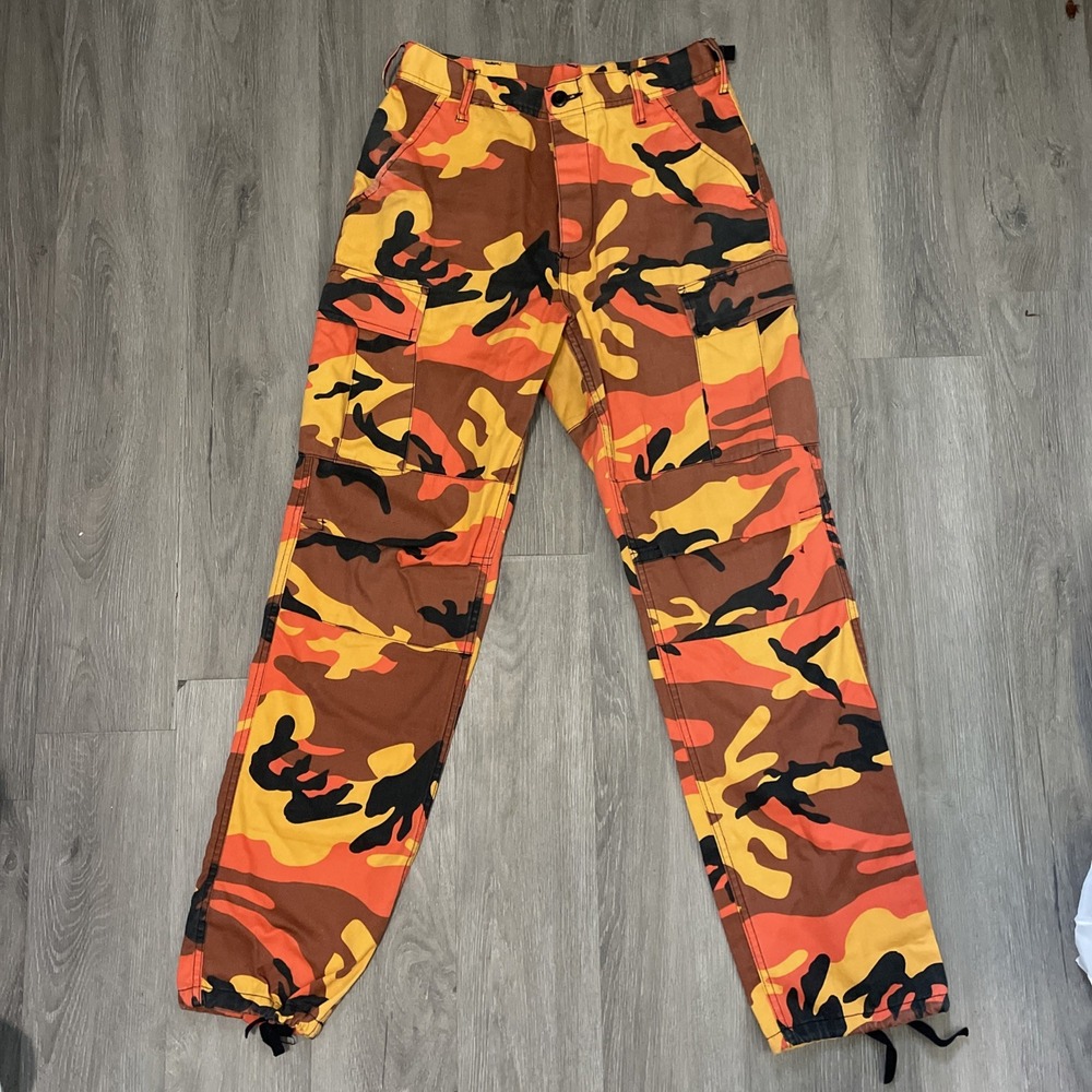 Rothco BDU Pants Unisex S 30x32 Adjustable Tactical Orange Camo Military FLAWED